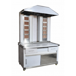 Professional double gas shawarma grill with 5 burners