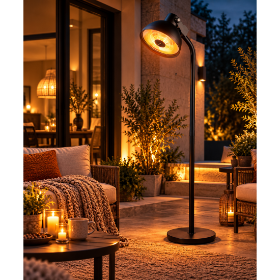 Halogen electric heater for enjoying winter gatherings Height 225 cm Halogen electric heater for enjoying winter gatherings Height 225 cm