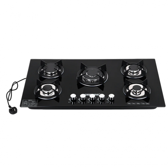 GGC31011 GEEPAS - 5 Burner Built-in gas hob – Triple Ring Wok Burner with Auto Ignition