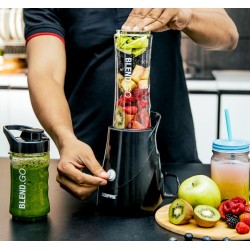 GSB44075N Geepas Personal Blender - 500W ماتۆڕێکی بەهێز لەگەڵ 2 شووشەی وەرزشی پلاستیکی، 570 ML & 400 ML