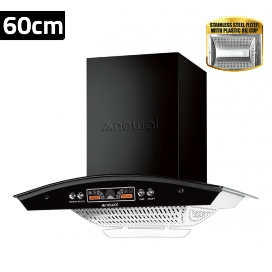 HOD-3860 -Newal 60cm Built-In Kitchen Hood – LED Light & Powerful Airflow
