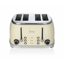 ZLN1214 Zilan BREAD TOASTER RETRO BEIGE 4 toasting slots 850W