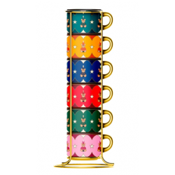 NMAGIC004 Bialetti A set of attractively designed cups with a gold stand