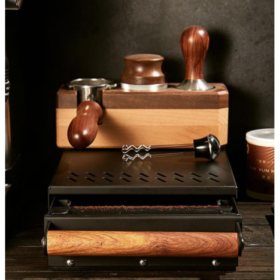  Bl-033 Coffee knock box with wooden handle drawer and non-slip base