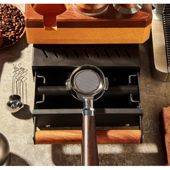  Bl-033 Coffee knock box with wooden handle drawer and non-slip base