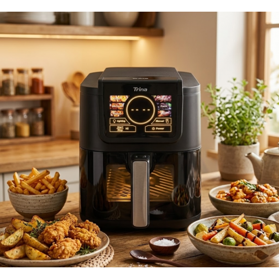 Hot Air Fryer "AI Fry Pro" فرێیەری هەوا توانای 5 لیتری لەگەڵ کاتی زیرەک و کۆنترۆڵی پلەی گەرمی خۆراک لە ترێسا
