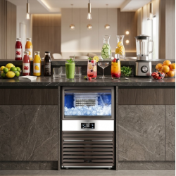 High-performance ice maker with a production capacity of 55 kg in 24 hours