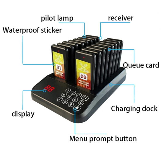 Smart Wireless Customer Paging System (16 Pagers) – Streamline Orders and Elevate Your Service