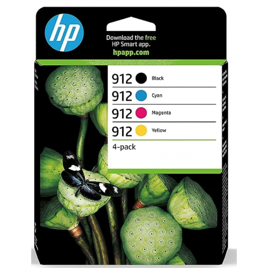 HP 912 4-pack حبر اسود ازرق بنفسجي اصفر