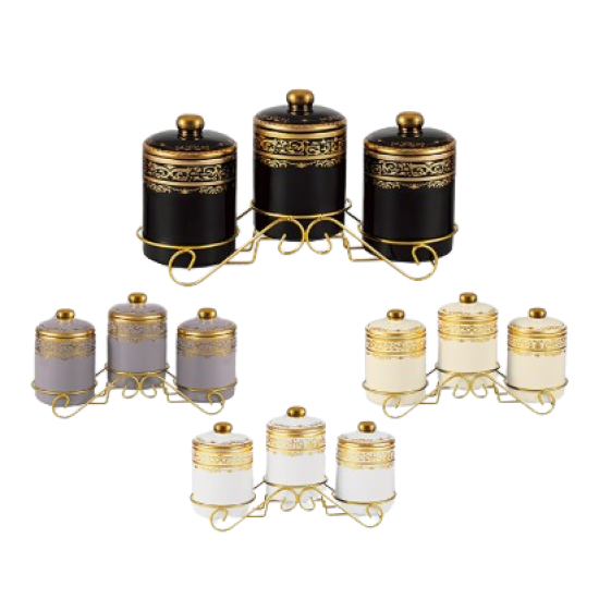 zcr-4503 Zio Luxury Kitchen Canister Set with Gold Stand zcr-4503 Zio Luxury Kitchen Canister Set with Gold Stand
