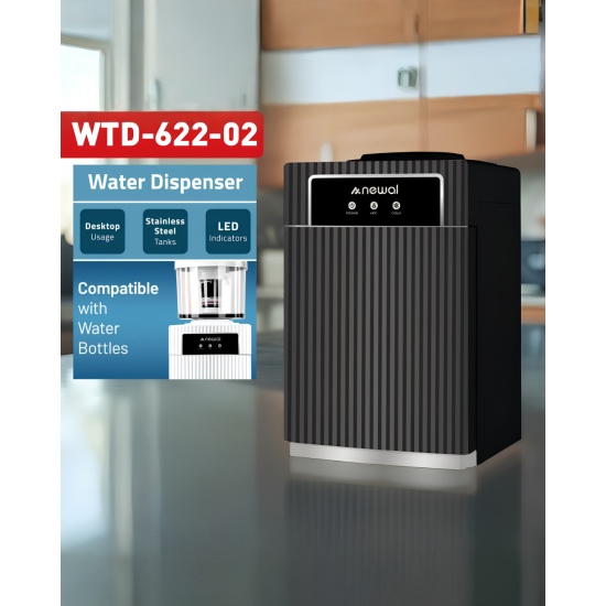 WTD-622 NEWAL براد مياه منضدي 3 حنفيات بشاشة VFD – حار بارد دافئ مع ضاغط استوائي WTD-622 NEWAL براد مياه منضدي 3 حنفيات بشاشة VFD – حار بارد دافئ مع ضاغط استوائي