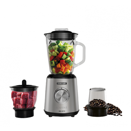 BLD-6272 NEWAL - 3-in-1 Glass Blender 1.5L 600W – 6 Titanium Blades with Ice Crushing