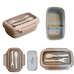 دەفری خواردنی دوو بەش بە چنگاڵ و کەوچک دەفری خواردنی دوو بەش بە چنگاڵ و کەوچک