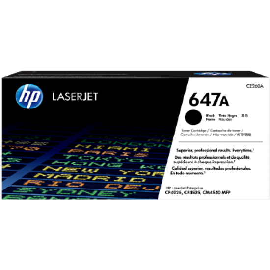 HP 647A Black Original LaserJet Toner Cartridge, CE260A HP 647A Black Original LaserJet Toner Cartridge, CE260A