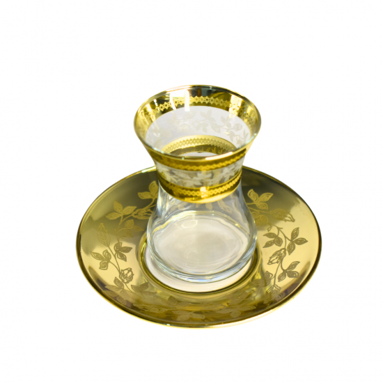 طقم كاسات شاي مع المواعین عدد 6