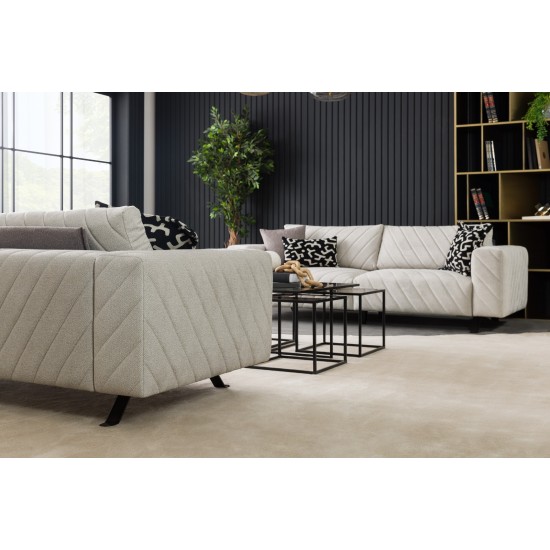 Modern living room set with a beige velvet upholstered chair and a 3-piece sofa Modern living room set with a beige velvet upholstered chair and a 3-piece sofa