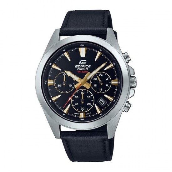 Casio Watch EFV-630L-1AVUDF For Men - Analog Display, Leather Band - Black Casio Watch EFV-630L-1AVUDF For Men - Analog Display, Leather Band - Black