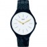 Swatch Watch SVON102 For Women Skinwall White Dial, Quartz, Silicone Band Watch-Navy